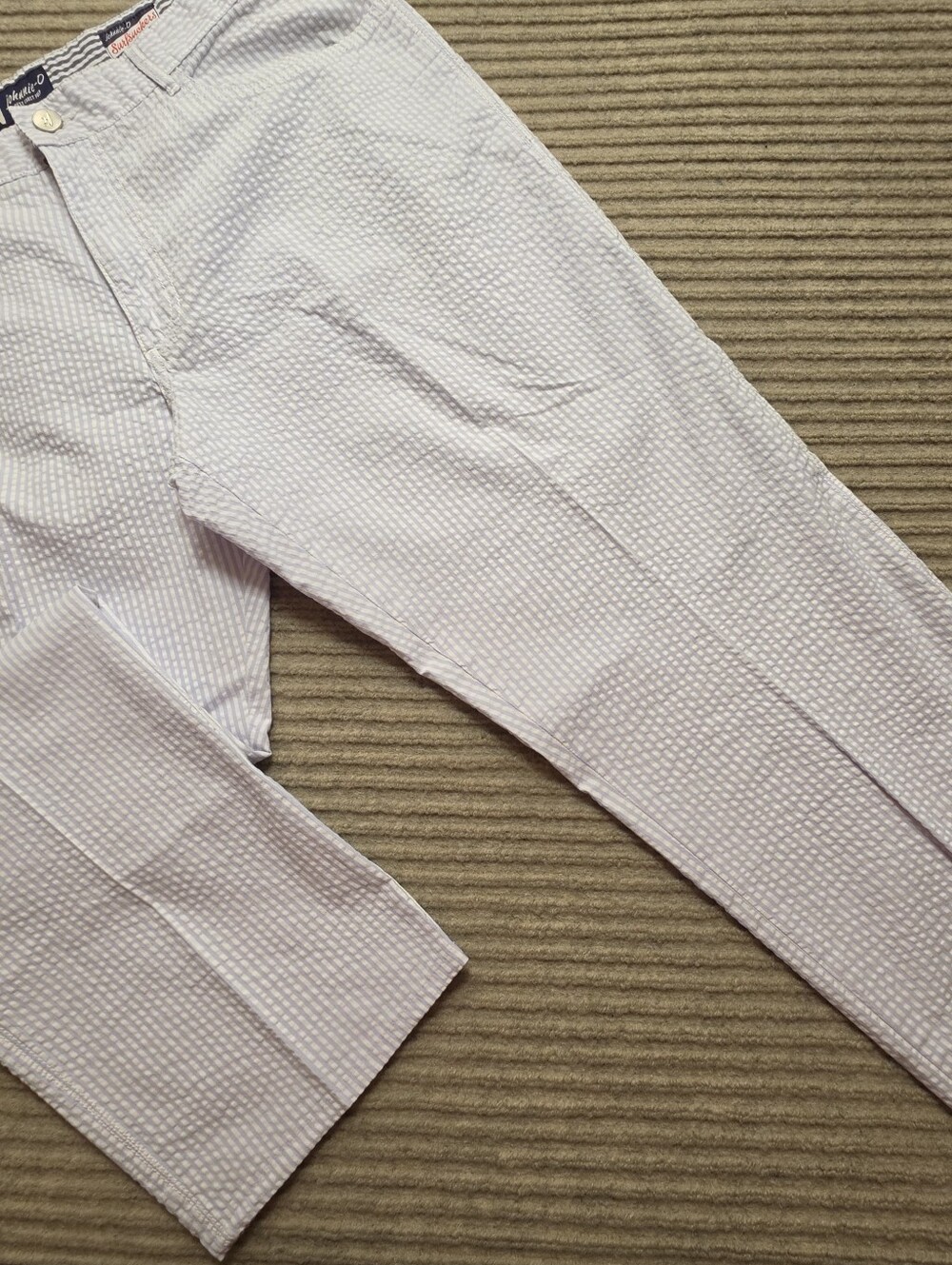 Johnnie-O Surfsuckers Pants Mens 38x30 Seersucker Stripe Preppy Blue White